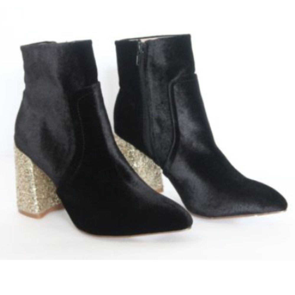 Betsey Johnson Velvet Booties Black Boots New - Picture 6 of 7
